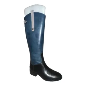 Sam Edelman Penny Knee-High Riding Boots Leather Navy Black Gray 5.5M New