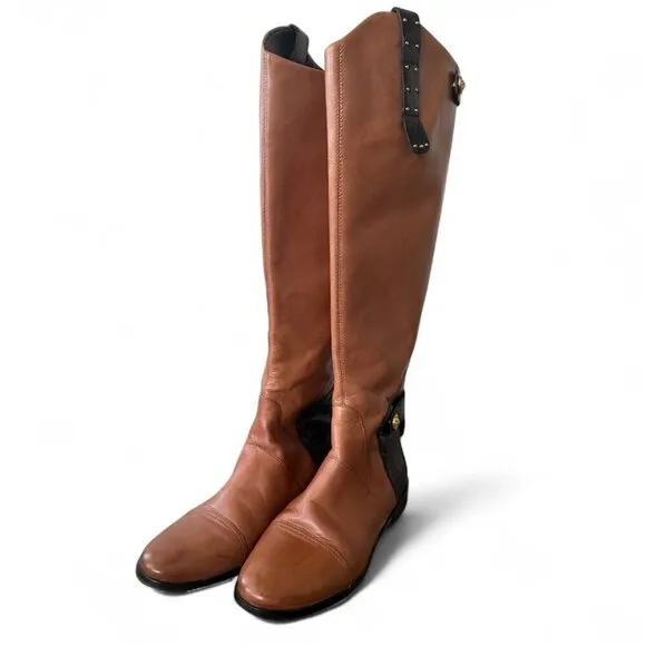Sam Edelman Riding Boots Dara Leather Boot Knee High Brown Black Rare tall htf