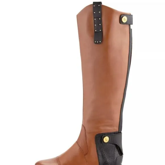 Sam Edelman Riding Boots Dara Leather Boot Knee High Brown Black Rare tall htf