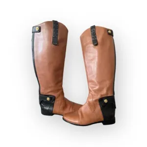 Sam Edelman Riding Boots Dara Leather Boot Knee High Brown Black Rare tall htf