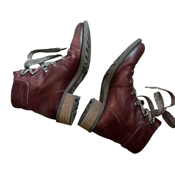 Sam Edelman | Size 7.5 Darrah Hiking Bootie Lace Up Block Heel Round Toe