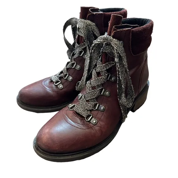 Sam Edelman | Size 7.5 Darrah Hiking Bootie Lace Up Block Heel Round Toe