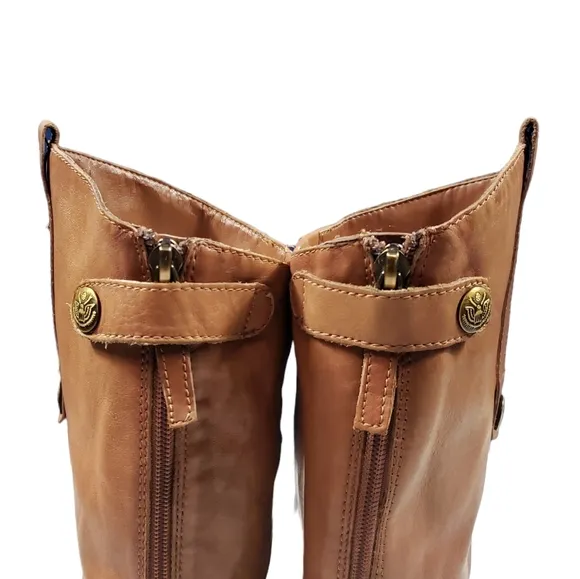 Sam Edelman Whiskey Brown Leather Penny Knee High Boots Sz 7M Riding Equestrian