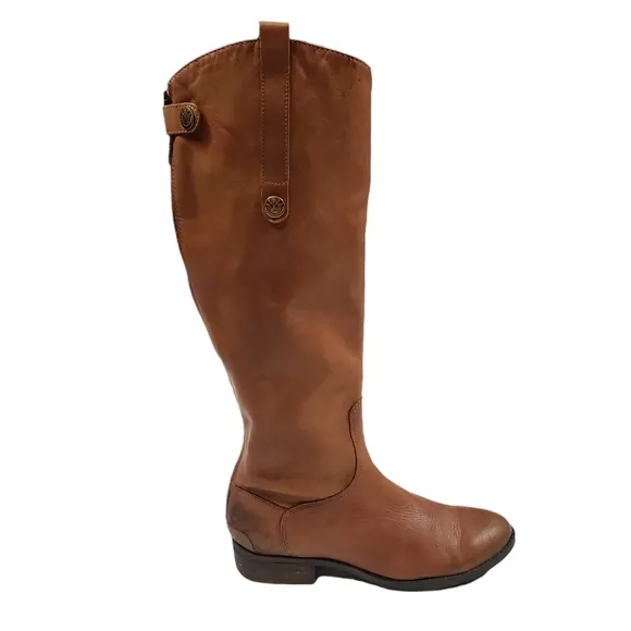 Sam Edelman Whiskey Brown Leather Penny Knee High Boots Sz 7M Riding Equestrian