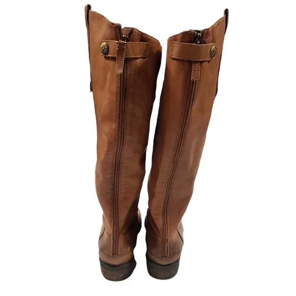 Sam Edelman Whiskey Brown Leather Penny Knee High Boots Sz 7M Riding Equestrian