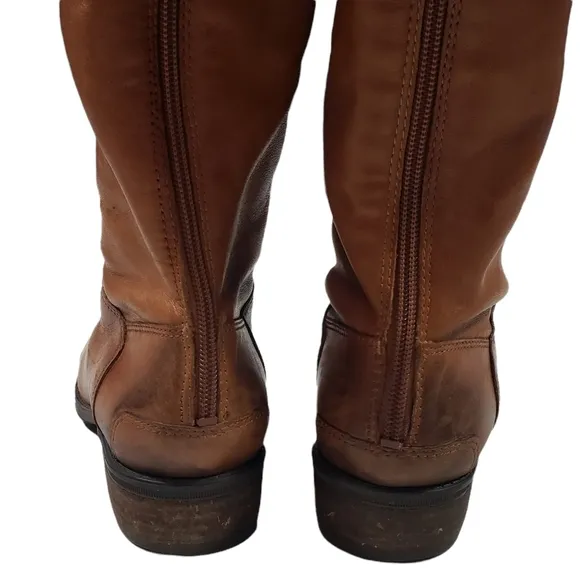 Sam Edelman Whiskey Brown Leather Penny Knee High Boots Sz 7M Riding Equestrian
