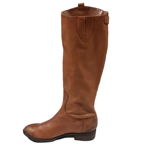 Sam Edelman Whiskey Brown Leather Penny Knee High Boots Sz 7M Riding Equestrian