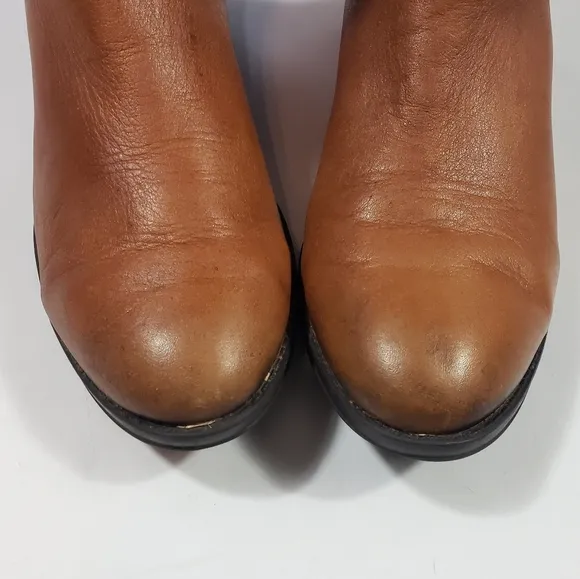 Sam Edelman Whiskey Brown Leather Penny Knee High Boots Sz 7M Riding Equestrian