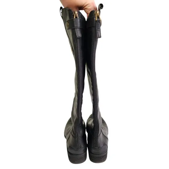 Sam Edelman Womens Penny Leather Riding Boots Size 7 Black Equestrian Tall Boot