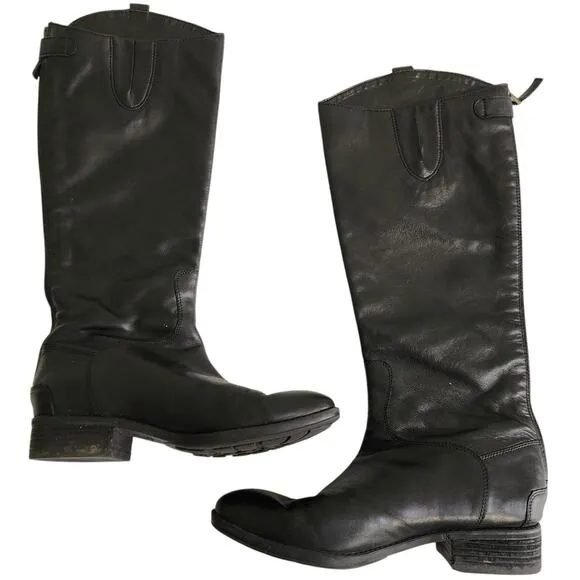 Sam Edelman Womens Penny Leather Riding Boots Size 7 Black Equestrian Tall Boot
