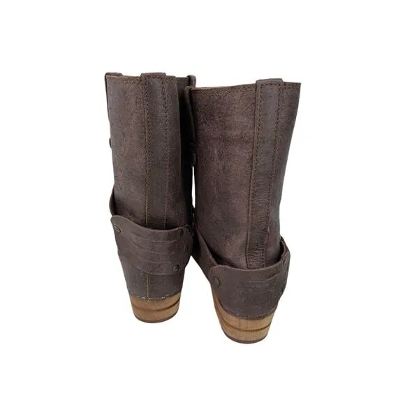 Sanita Mohawk Danish Clog Boots Brown Distressed Leather Size 39 US 8