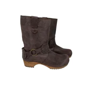 Sanita Mohawk Danish Clog Boots Brown Distressed Leather Size 39 US 8