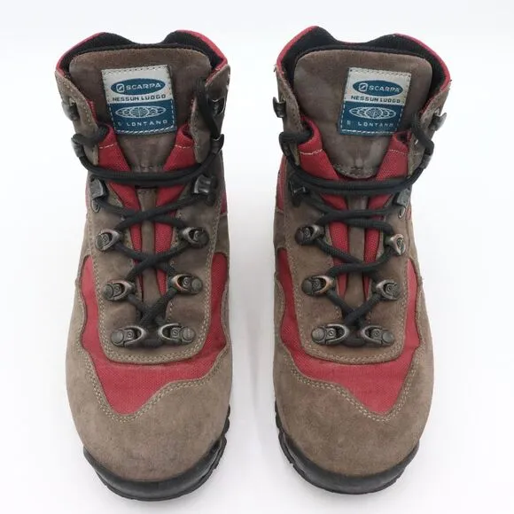 Scarpa GTX Gore-tex Womens 7 Wide Brown Red Lace Up Waterproof Hiking Boots