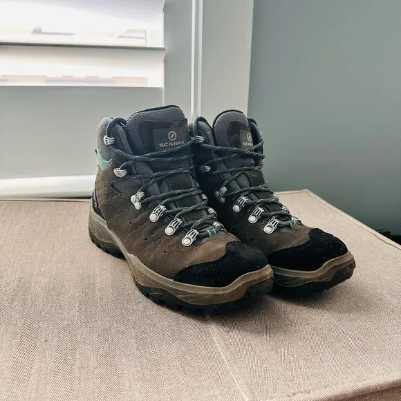 Scarpa Mistral GTX Womens Hiking Boots,Gray/Blue, Size 7.5