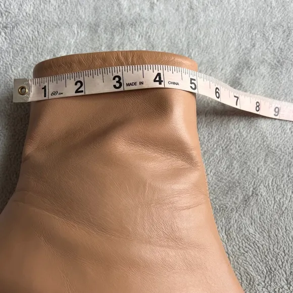 Schutz Tierra Square-Top Clear Acrylic-Heel Leather Boots Nude Sz 8