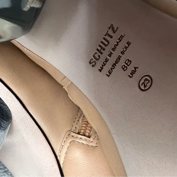 Schutz Tierra Square-Top Clear Acrylic-Heel Leather Boots Nude Sz 8