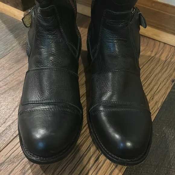 Sendra‎ Black Pebbled Leather Riding Boots Knee High Womens Size 9.5