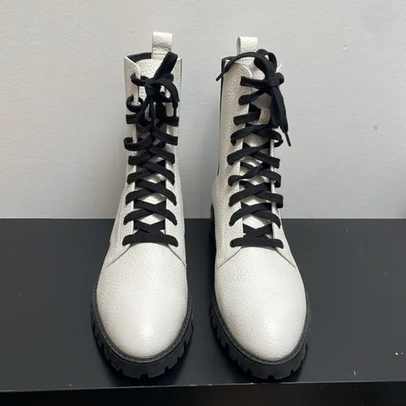 SENSO Jackson ankle boots white combat lace up leather US7