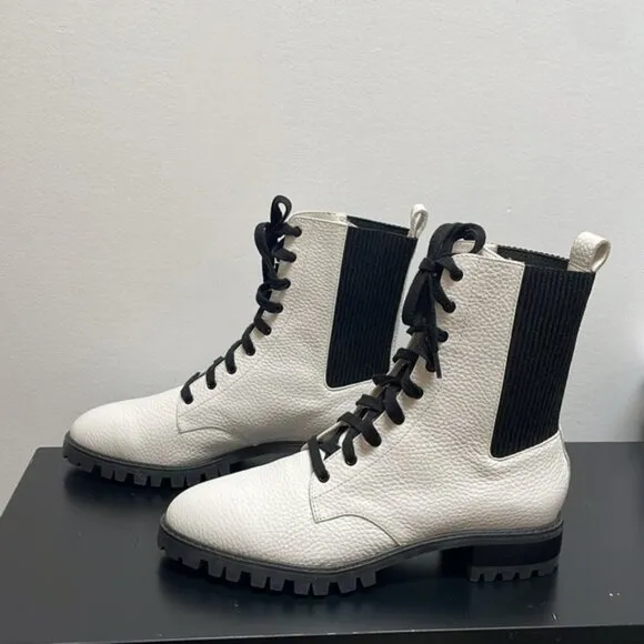 SENSO Jackson ankle boots white combat lace up leather US7
