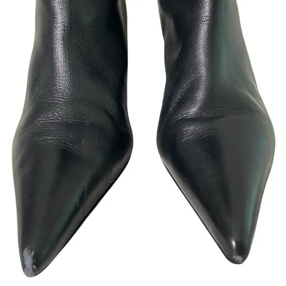 Seychelles Rose Leather Tall Boots Knee High Kitten Heel Pointed Toe Black Sz 8