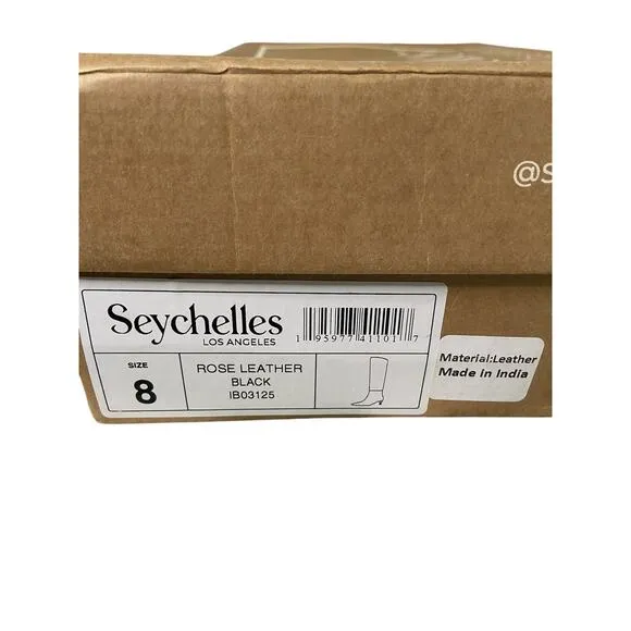 Seychelles Rose Leather Tall Boots Knee High Kitten Heel Pointed Toe Black Sz 8