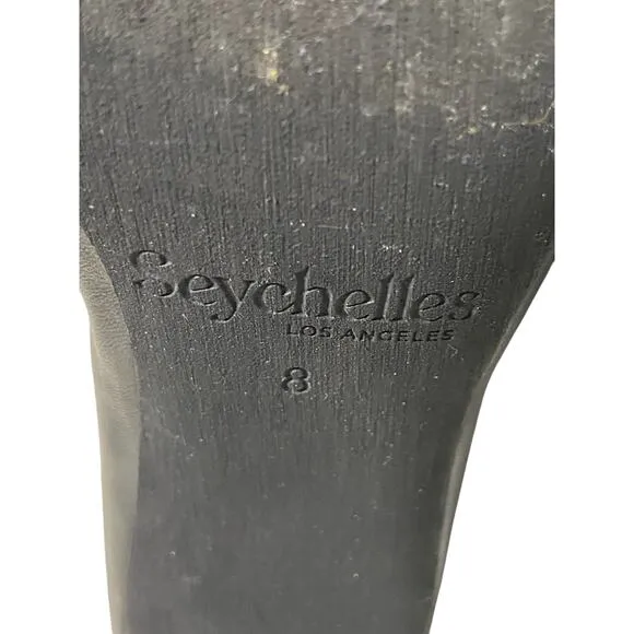 Seychelles Rose Leather Tall Boots Knee High Kitten Heel Pointed Toe Black Sz 8