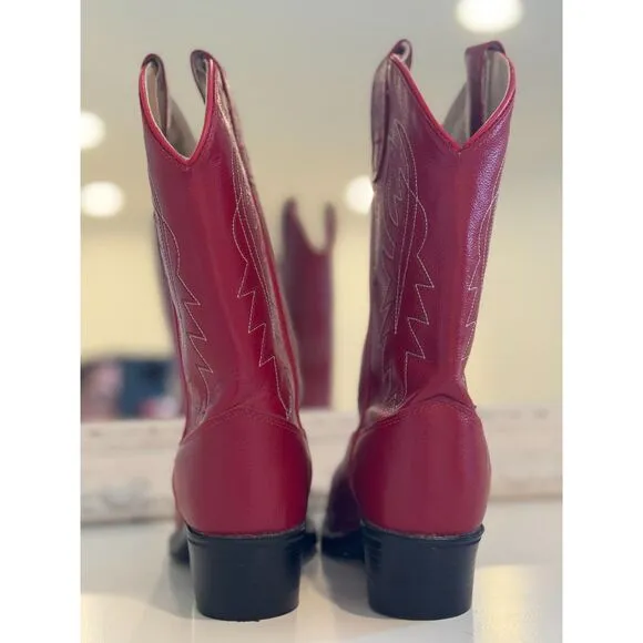 Shyanne Girl’s Red Leather Embroidered Western Boots B8116 Size 2