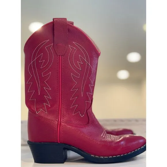 Shyanne Girl’s Red Leather Embroidered Western Boots B8116 Size 2