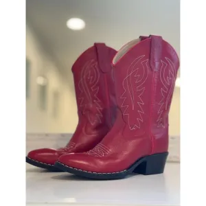 Shyanne Girl’s Red Leather Embroidered Western Boots B8116 Size 2