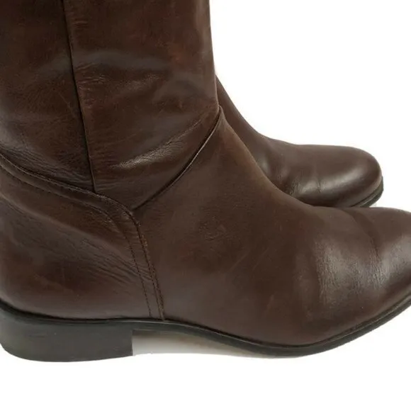 Sixth   Love Womens Leather Riding Boots 81/2 M Brown Shoes