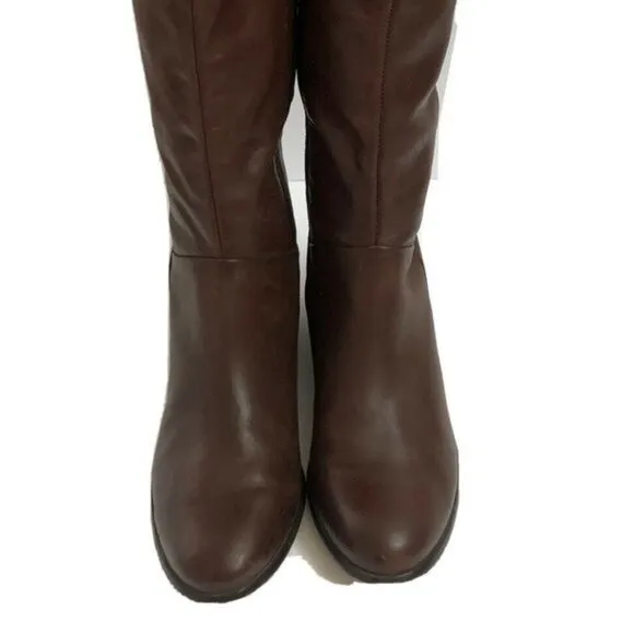 Sixth   Love Womens Leather Riding Boots 81/2 M Brown Shoes