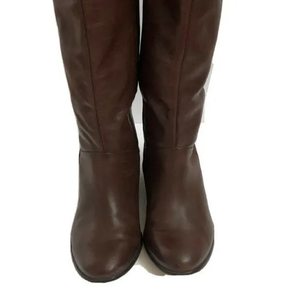 Sixth   Love Womens Leather Riding Boots 81/2 M Brown Shoes