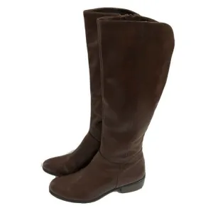 Sixth   Love Womens Leather Riding Boots 81/2 M Brown Shoes