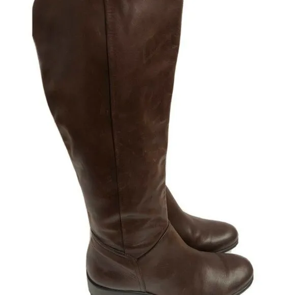 Sixth   Love Womens Leather Riding Boots 81/2 M Brown Shoes
