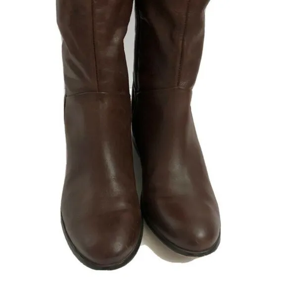 Sixth   Love Womens Leather Riding Boots 81/2 M Brown Shoes
