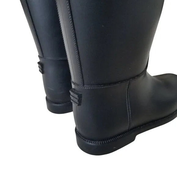 Size 37 Burberry Knee High Black Rain Boots