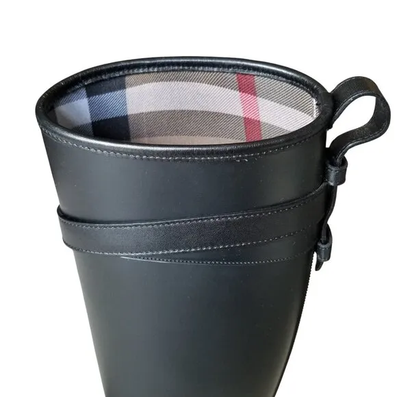 Size 37 Burberry Knee High Black Rain Boots