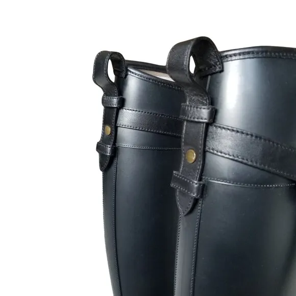 Size 37 Burberry Knee High Black Rain Boots