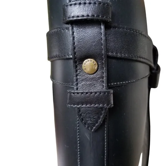 Size 37 Burberry Knee High Black Rain Boots
