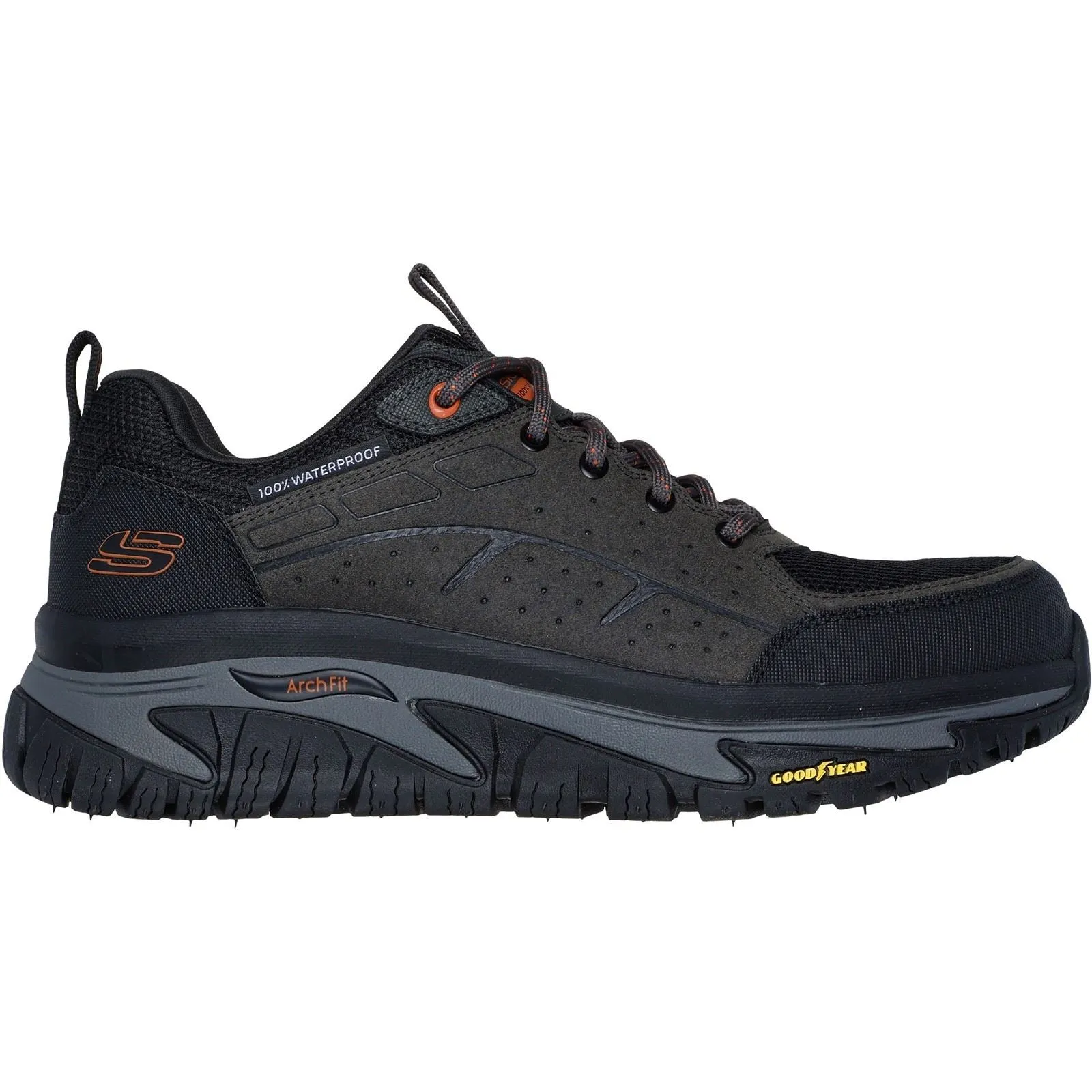 Skechers Arch Fit Road Walker Vernal Suede Men's Charcoal/Black Hiking Boots