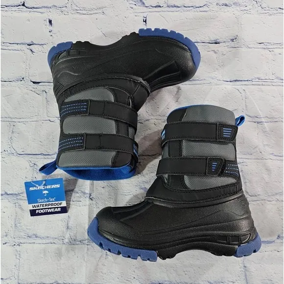 Skechers Skech-Tex Waterproof Black Winter Snow Boots INFANT TODDLER BOYS SZ 10