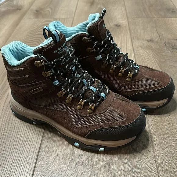 Skechers Trego Base Camp Brown Suede Hiking Waterproof Ankle Boots Size 7