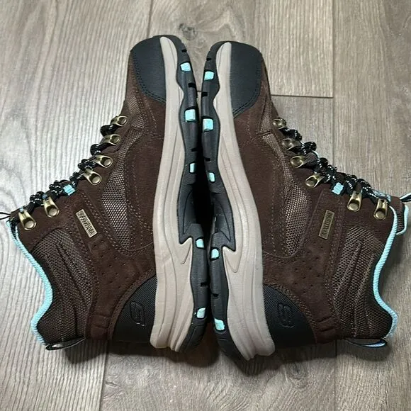 Skechers Trego Base Camp Brown Suede Hiking Waterproof Ankle Boots Size 7