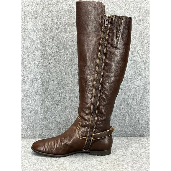 Sofft Claremont Brown Leather Side Zip Tall Equestrian Riding Boots Women 7