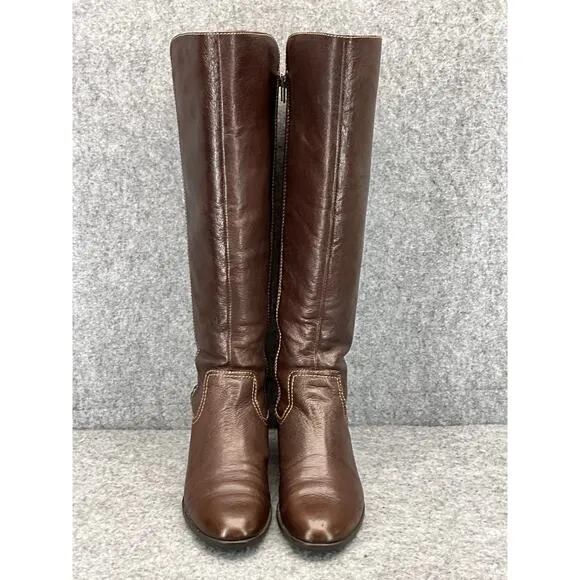 Sofft Claremont Brown Leather Side Zip Tall Equestrian Riding Boots Women 7