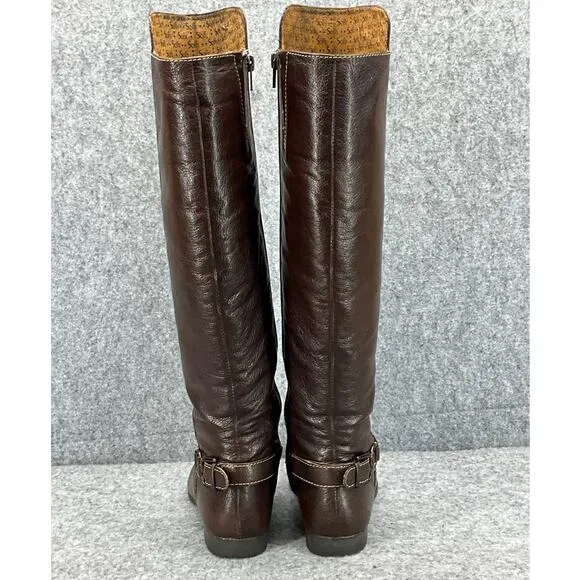 Sofft Claremont Brown Leather Side Zip Tall Equestrian Riding Boots Women 7