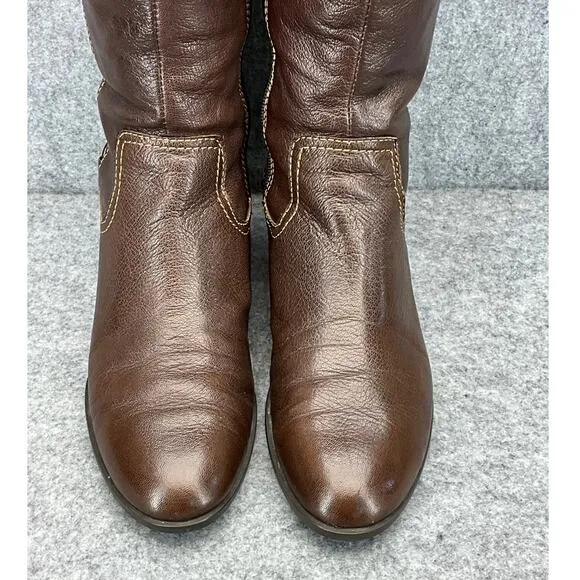 Sofft Claremont Brown Leather Side Zip Tall Equestrian Riding Boots Women 7