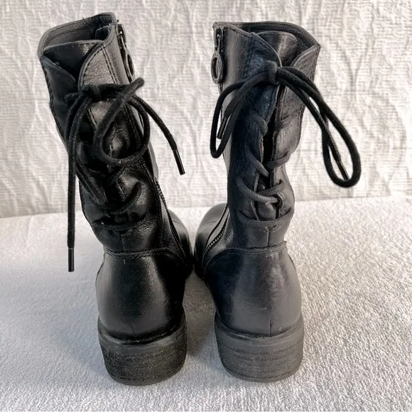 Sofft Sharnell Low Black Boot Womens 7.5 M Leather Lace Riding Boot Zip Booties