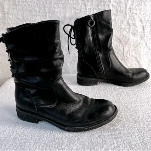 Sofft Sharnell Low Black Boot Womens 7.5 M Leather Lace Riding Boot Zip Booties