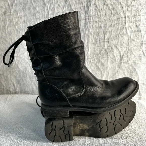 Sofft Sharnell Low Black Boot Womens 7.5 M Leather Lace Riding Boot Zip Booties